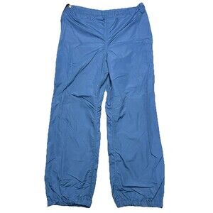 Vintage LL Bean Nylon Hiking Pants Men's M Blue Full Side Zip Shell Unlined